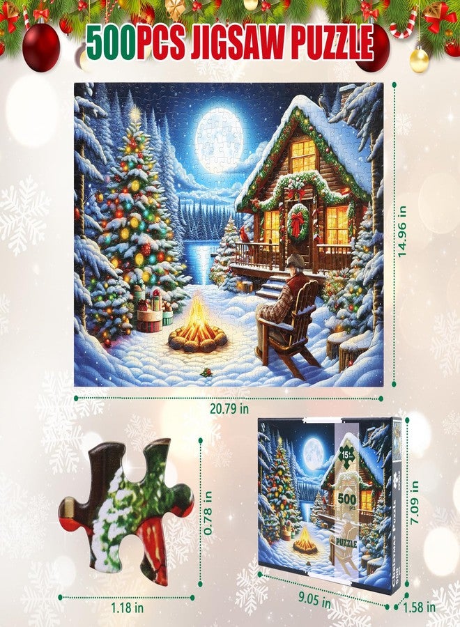 Halovin 500 Piece Christmas Puzzles for Adults,Fun Winter Theme Jigsaw Puzzles Presents,Adults Challenging Perfect for Game Nights,Xmas Creative Artwork Wall Art Home Decor - Image 2